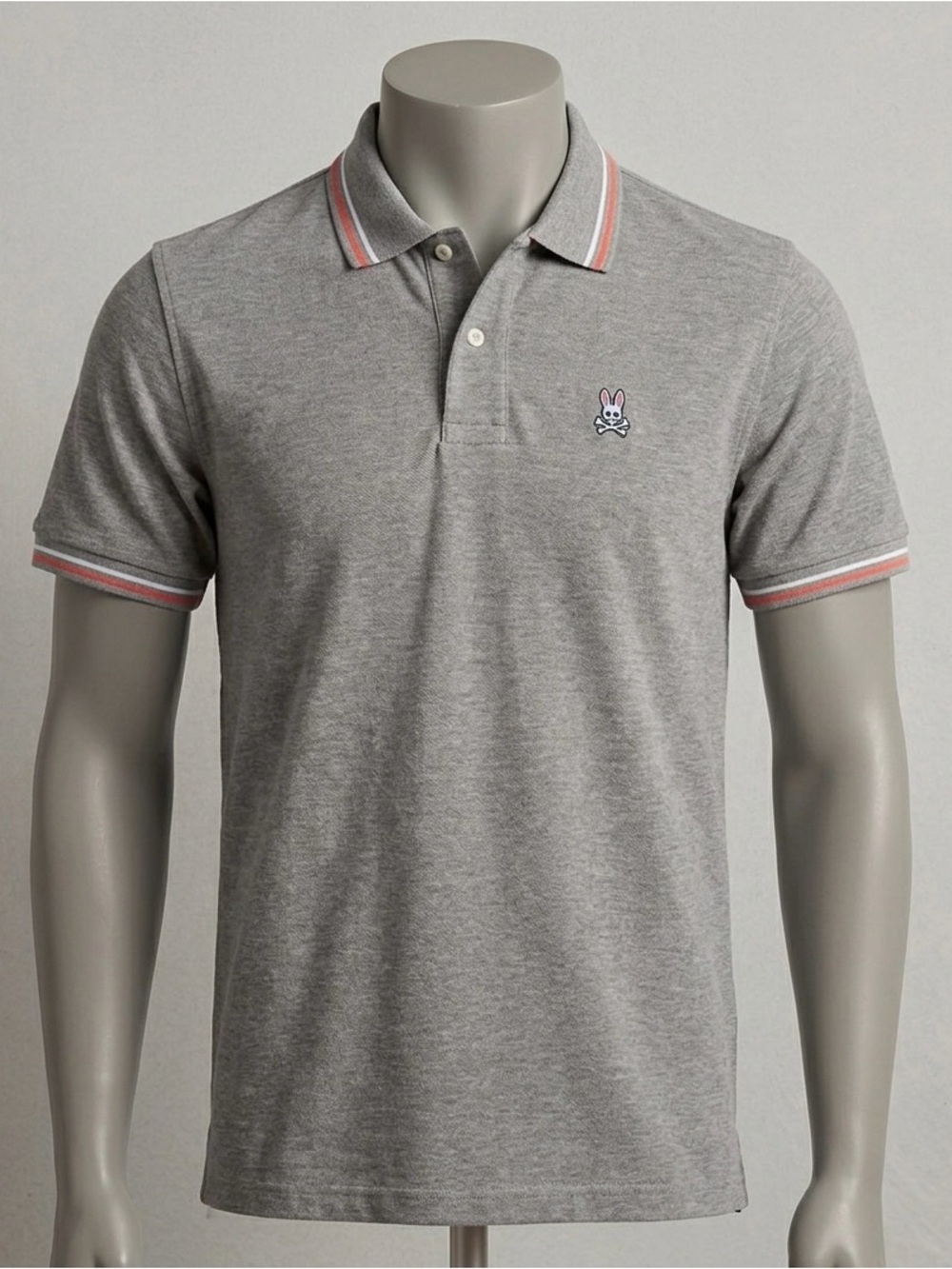 Psycho Bunny Grey Polo with Pink and White Trim